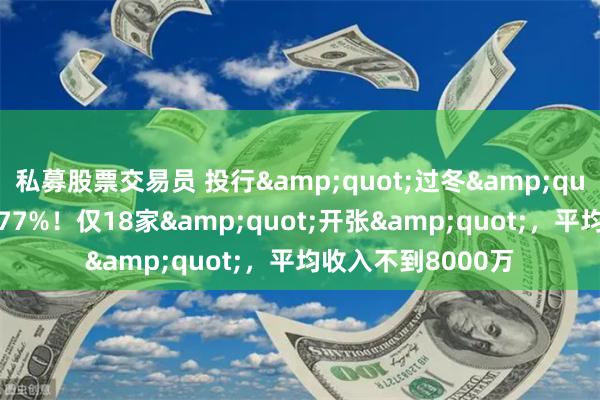 私募股票交易员 投行&quot;过冬&quot;！一季度骤降77%！仅18家&quot;开张&quot;，平均收入不到8000万
